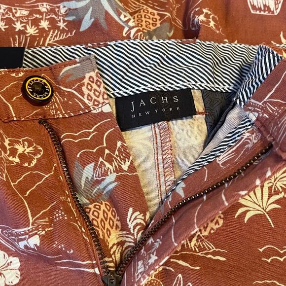 NWT Jachs NY Classic Khaki Twill Hawaii Print Bleecker Shorts - 32" Waist - Picture 5 of 8